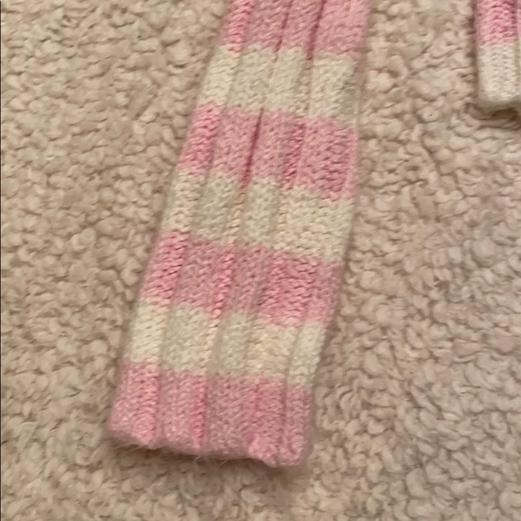 Girls pretty pink and white striped chunky sweater - Picture 2 of 3